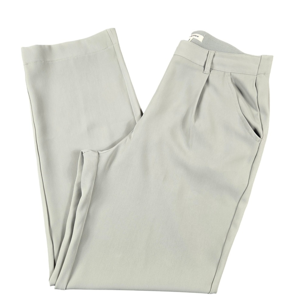 Max Studio Pleated Dress Pants Womens Medium Sage Green Straight Leg Trousers